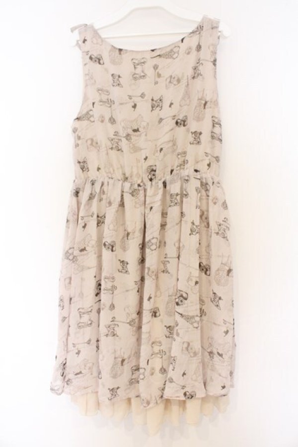 画像3: axes femme / アンティーク猫ワンピース M キナリ O-26-03-01-073-AX-OP-OW-OS (3)