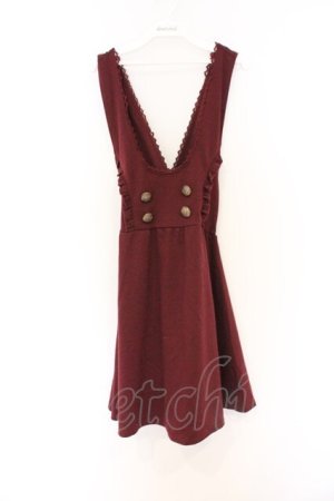 画像: axes femme / ボタン配色ジャンスカ M ワイン O-26-03-01-075-AX-OP-OW-OS