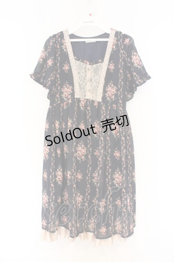 画像1: axes femme / ローズ縦ラインワンピース M ネイビー O-26-03-01-078-AX-OP-OW-OS (1)