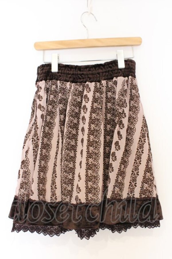 画像3: axes femme / ローズフロッキーベロア切替スカート M ピンク O-26-03-01-085-AX-SK-OW-OS (3)