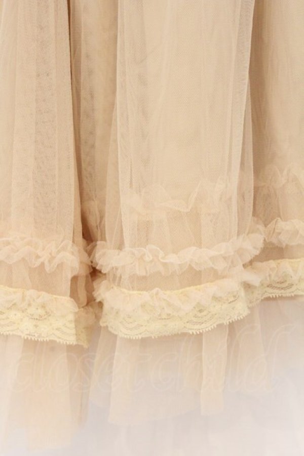 画像2: axes femme / 裾フリルチュールスカート M キナリ O-26-03-01-087-AX-SK-OW-OS (2)