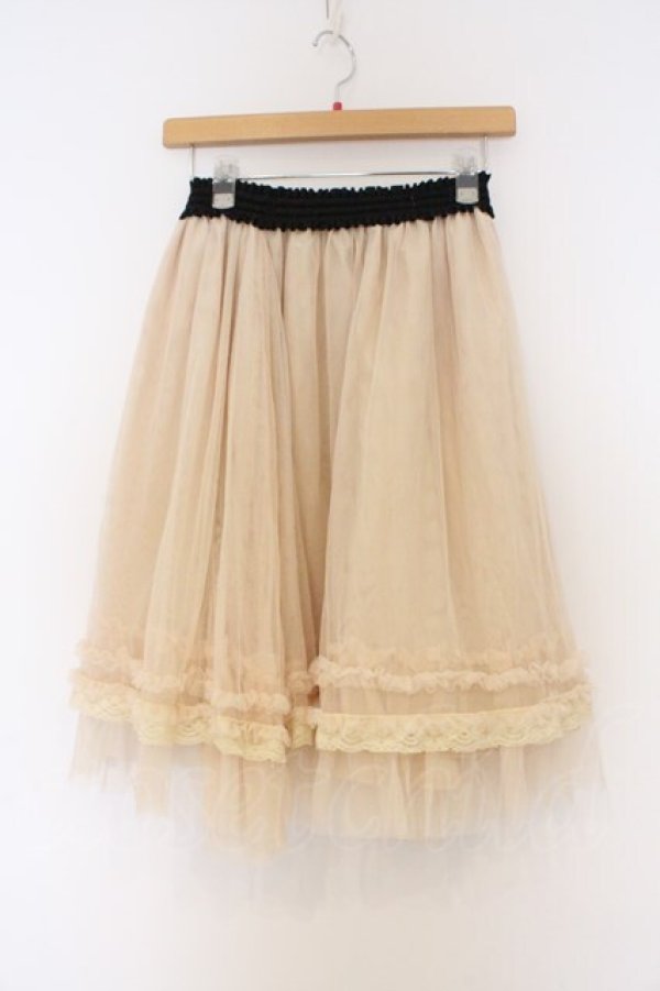 画像3: axes femme / 裾フリルチュールスカート M キナリ O-26-03-01-087-AX-SK-OW-OS (3)
