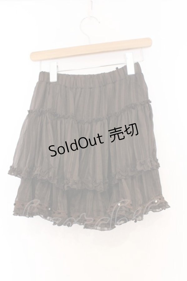 画像3: axes femme / ストライプシフォンティアードスカート M ブラウン O-26-03-01-088-AX-SK-OW-OS (3)