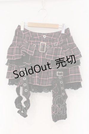 画像: ALGONQUINS / フリルフラップスカート  ピンク×ブラック O-26-03-01-089-AL-SK-IG-OS