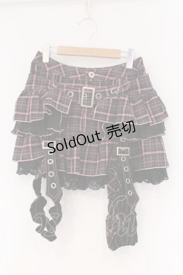 画像1: ALGONQUINS / フリルフラップスカート  ピンク×ブラック O-26-03-01-089-AL-SK-IG-OS (1)