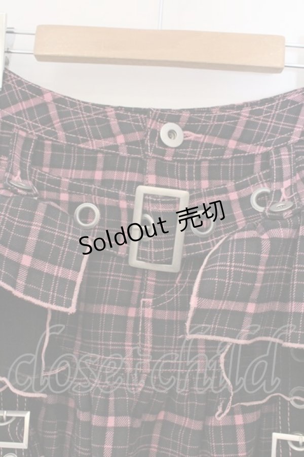 画像2: ALGONQUINS / フリルフラップスカート  ピンク×ブラック O-26-03-01-089-AL-SK-IG-OS (2)