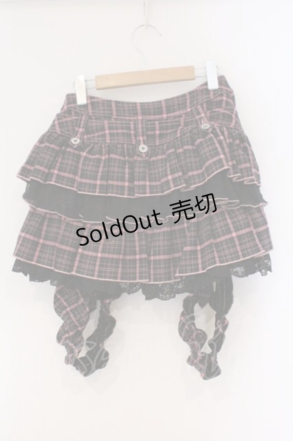 画像4: ALGONQUINS / フリルフラップスカート  ピンク×ブラック O-26-03-01-089-AL-SK-IG-OS (4)