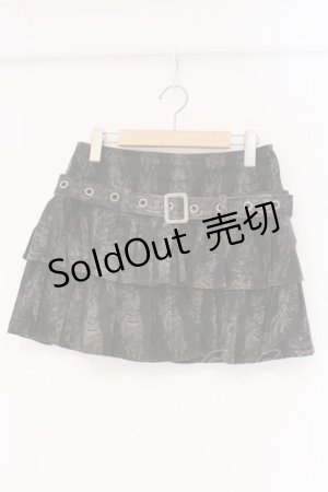 画像: ALGONQUINS / スカルロゴストレッチティアードスカート  ブラウン系 O-26-03-01-090-AL-SK-IG-OS