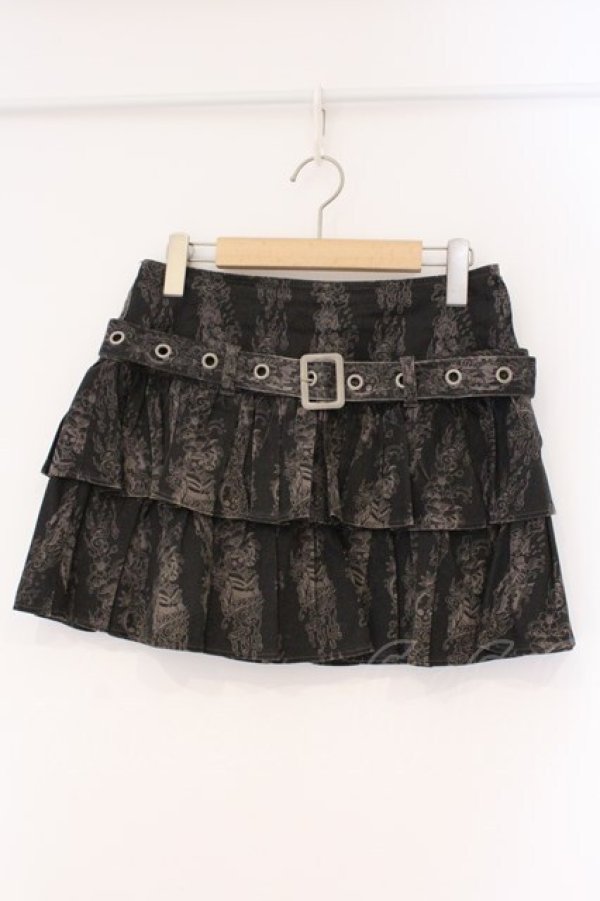 画像1: ALGONQUINS / スカルロゴストレッチティアードスカート  ブラウン系 O-26-03-01-090-AL-SK-IG-OS (1)