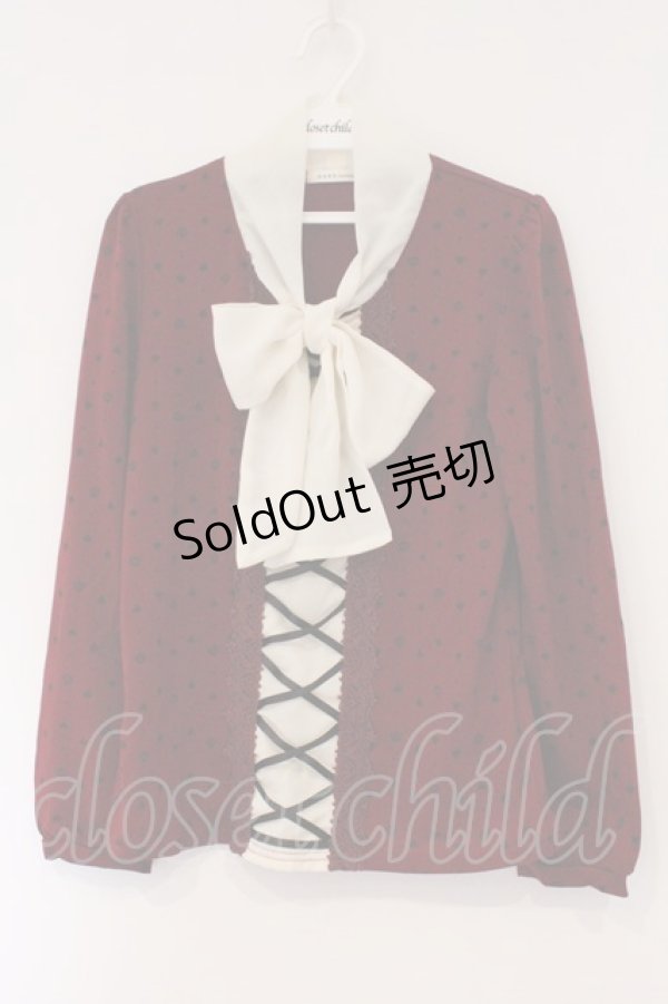 画像1: axes femme / トランプ柄ボータイプルオーバー M アカ×オフシロ O-26-03-01-096-AX-TO-IG-OS (1)