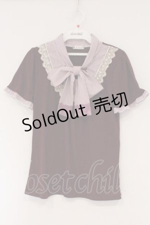 画像: axes femme / ストライプ切り替えカットソー M ワイン O-26-03-01-097-AX-TO-IG-OS