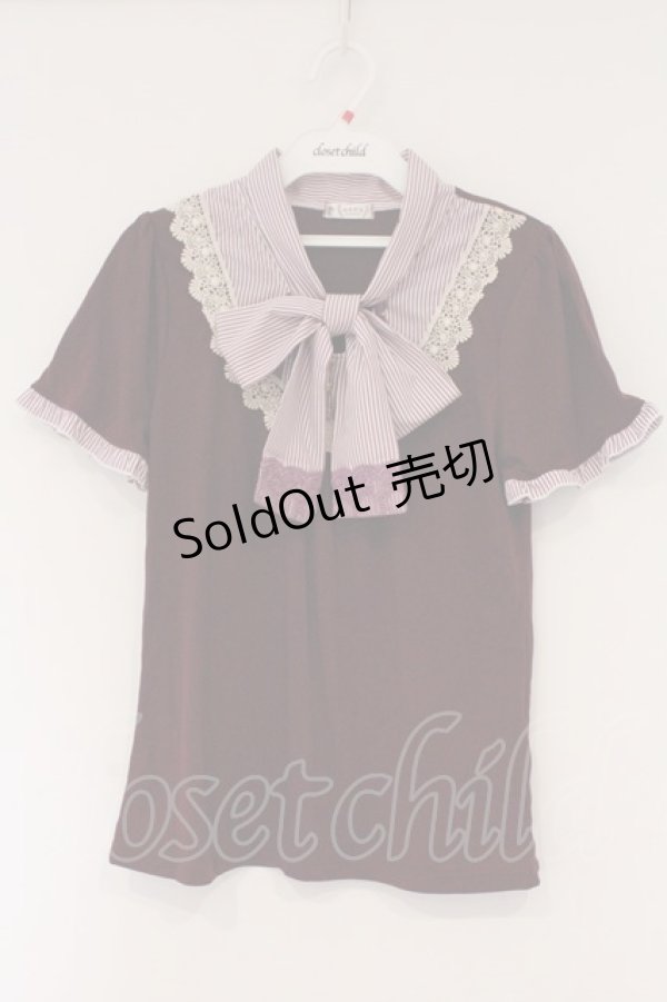 画像1: axes femme / ストライプ切り替えカットソー M ワイン O-26-03-01-097-AX-TO-IG-OS (1)