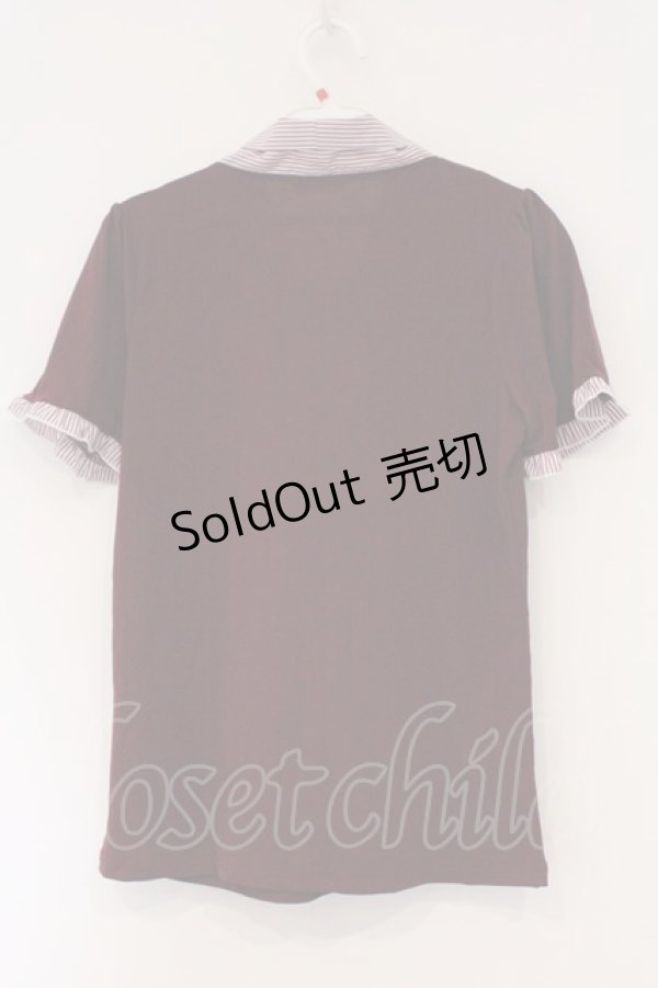 画像3: axes femme / ストライプ切り替えカットソー M ワイン O-26-03-01-097-AX-TO-IG-OS (3)