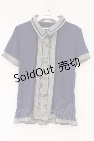 画像: axes femme / 切り替え襟付きTシャツ M パープル×グレー O-26-03-01-098-AX-TO-IG-OS