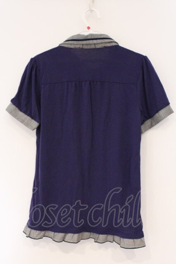 画像3: axes femme / 切り替え襟付きTシャツ M パープル×グレー O-26-03-01-098-AX-TO-IG-OS (3)