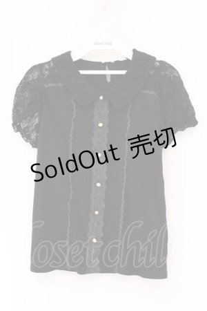 画像: axes femme / レース使いブラウス風プルオーバー M クロ O-26-03-01-099-AX-TO-IG-OS