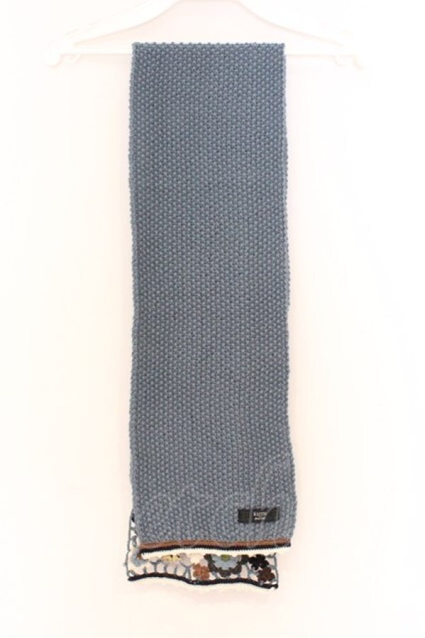 画像3: KEITH / モチーフニットストール  ブルー O-26-03-01-009-LO-ZA-IG-OS (3)