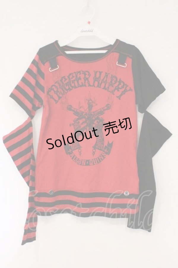 画像1: ALGONQUINS / セパレートスリーブカットソー  レッド×ブラック O-26-03-01-102-AL-TS-IG-OS (1)