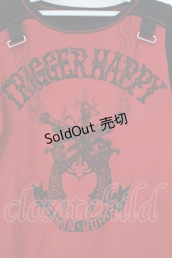 画像2: ALGONQUINS / セパレートスリーブカットソー  レッド×ブラック O-26-03-01-102-AL-TS-IG-OS (2)