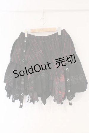 画像: h.ANARCHY / スカルカットランダムスカート  ブラック×レッド×ピンク O-26-03-01-110-HN-SK-IG-OS