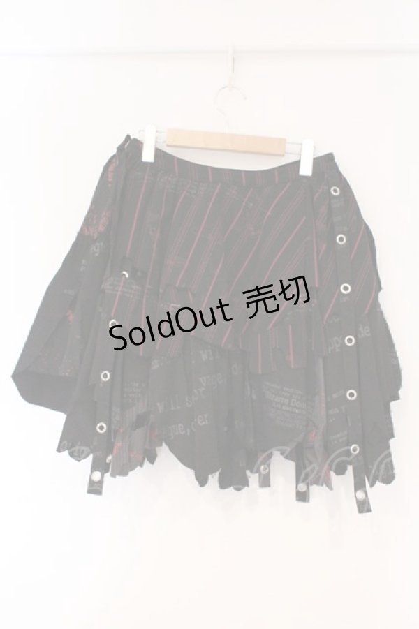 画像4: h.ANARCHY / スカルカットランダムスカート  ブラック×レッド×ピンク O-26-03-01-110-HN-SK-IG-OS (4)