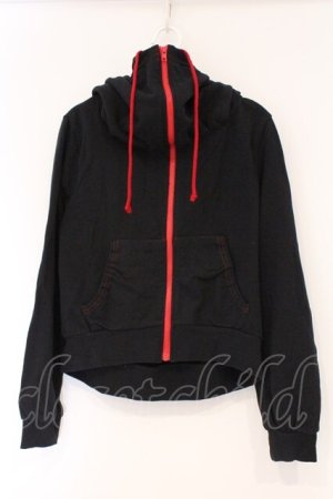 画像: ALGONQUINS / ボリュームネックパーカー F ブラック×レッド O-26-03-01-112-AL-TO-IG-OS