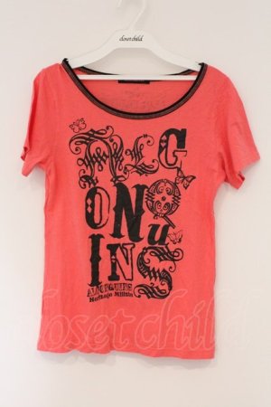 画像: ALGONQUINS / 英字プリントTシャツ  ピンク×ブラック O-26-03-01-113-AL-TS-IG-OS