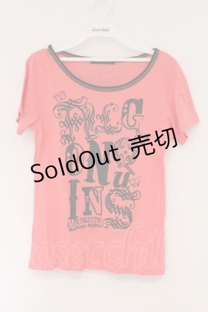 画像: ALGONQUINS / 英字プリントTシャツ  ピンク×ブラック O-26-03-01-113-AL-TS-IG-OS