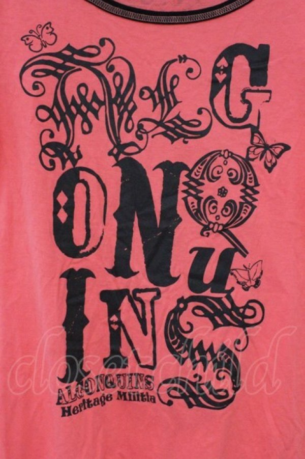画像2: ALGONQUINS / 英字プリントTシャツ  ピンク×ブラック O-26-03-01-113-AL-TS-IG-OS (2)