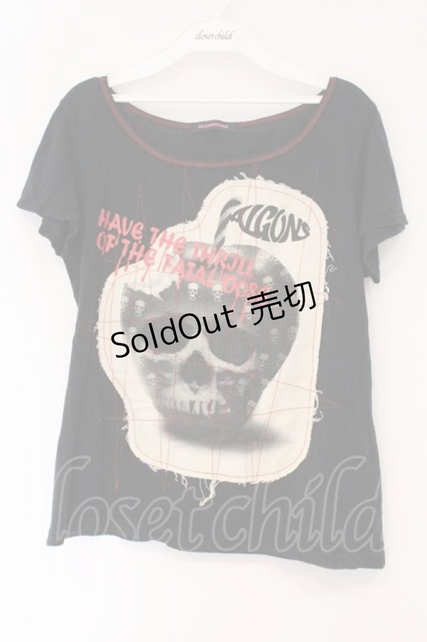 画像1: ALGONQUINS / スカルパッチTシャツ  ブラック×アイボリー O-26-03-01-114-AL-TS-IG-OS (1)