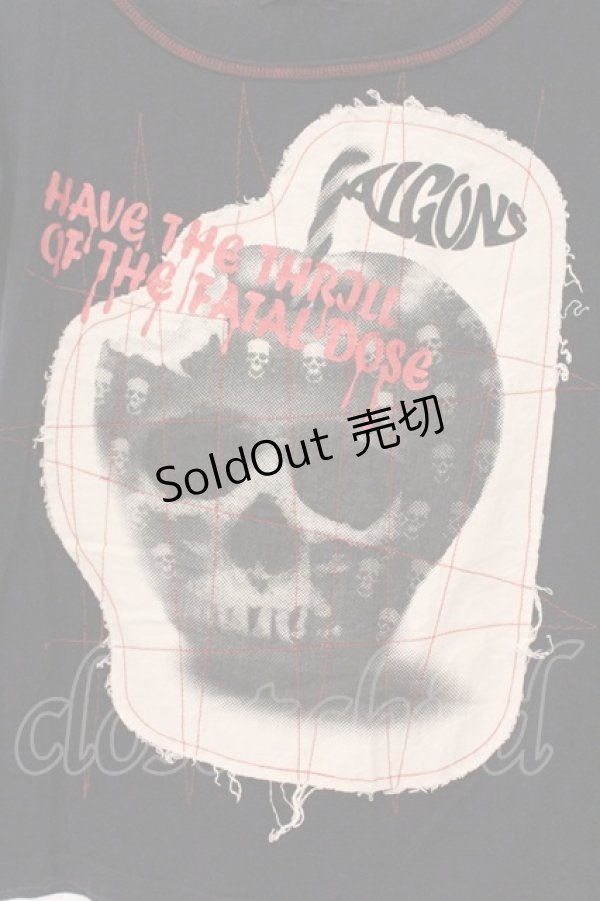 画像2: ALGONQUINS / スカルパッチTシャツ  ブラック×アイボリー O-26-03-01-114-AL-TS-IG-OS (2)