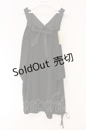 画像: ALGONQUINS / ストライプリボンノースリーブワンピース F ブラック O-26-03-01-117-AL-OP-IG-OS