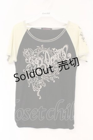 画像: ALGONQUINS / ラメプリントTシャツ  ブラック×イエロー O-26-03-01-118-AL-TS-IG-OS