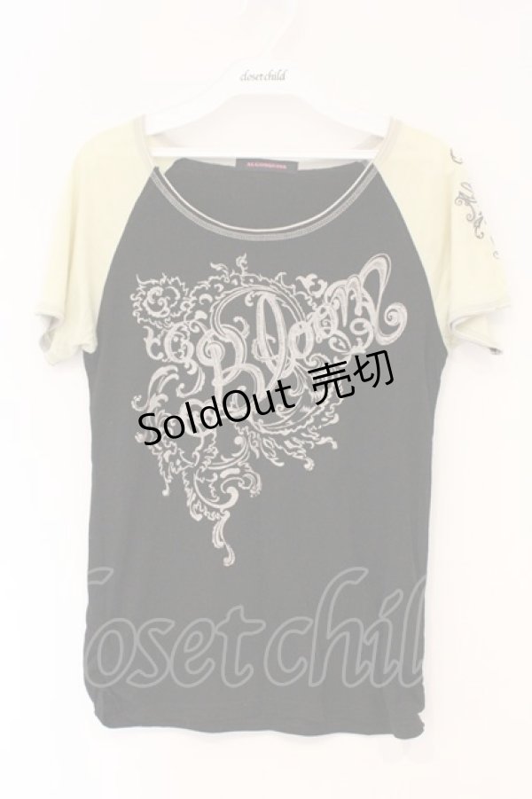 画像1: ALGONQUINS / ラメプリントTシャツ  ブラック×イエロー O-26-03-01-118-AL-TS-IG-OS (1)
