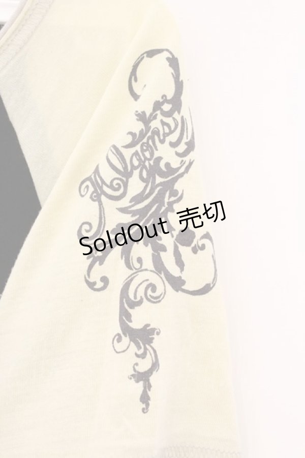 画像2: ALGONQUINS / ラメプリントTシャツ  ブラック×イエロー O-26-03-01-118-AL-TS-IG-OS (2)