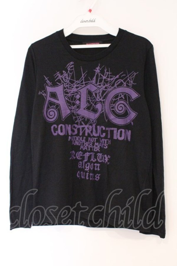 画像1: ALGONQUINS / ロゴプリントカットソー F ブラック×パープル O-26-03-01-120-AL-TO-IG-OS (1)