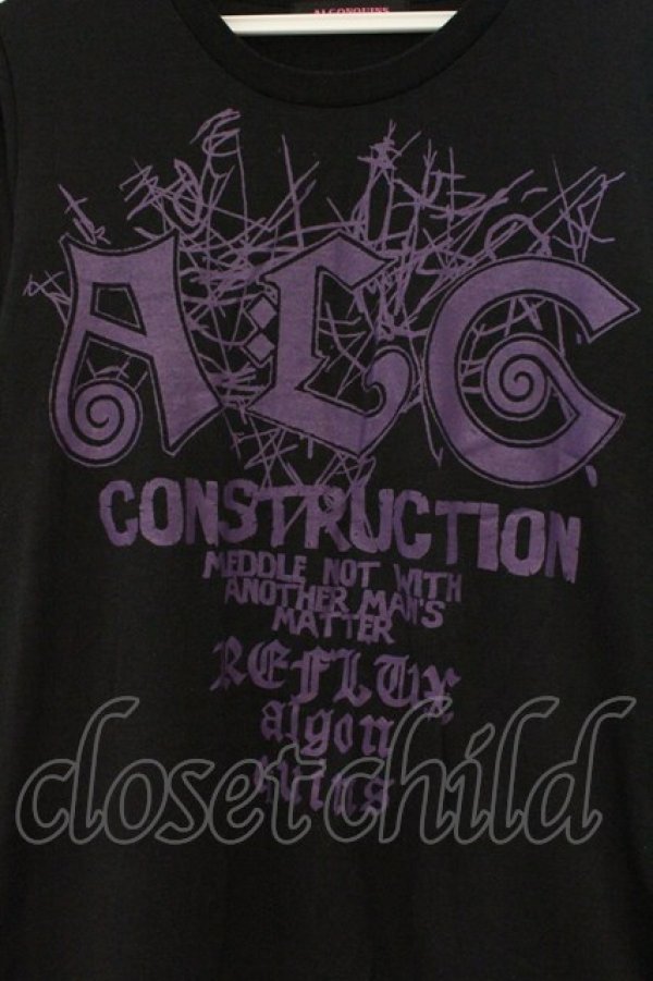 画像2: ALGONQUINS / ロゴプリントカットソー F ブラック×パープル O-26-03-01-120-AL-TO-IG-OS (2)