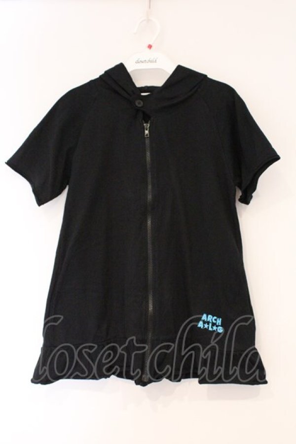 画像1: ALGONQUINS / バタフライプリント半袖パーカー  ブラック O-26-03-01-121-AL-TO-IG-OS (1)