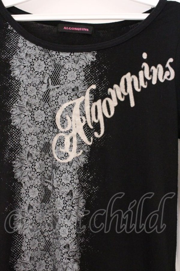 画像2: ALGONQUINS / レースプリントギャザースリーブTシャツ  ブラック× O-26-03-01-122-AL-TS-IG-OS (2)