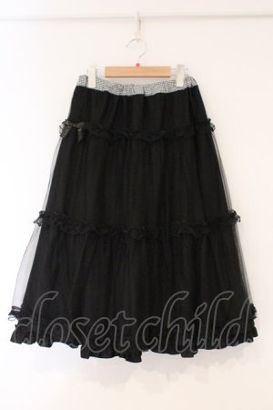 画像: m petit by misako / NINA'Sギャザースカート M クロ×シロ O-26-03-01-123-LO-SK-IG-OS