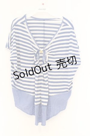 画像: axes femme / ビジュー使いボーダープルオーバー M ブルー×シロ O-26-03-01-013-AX-TO-OW-OS