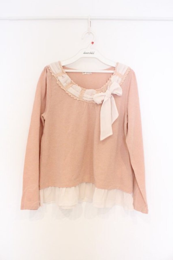 画像1: axes femme / リボン通しニットソー M ピンク O-26-03-01-020-AX-TO-OW-OS (1)