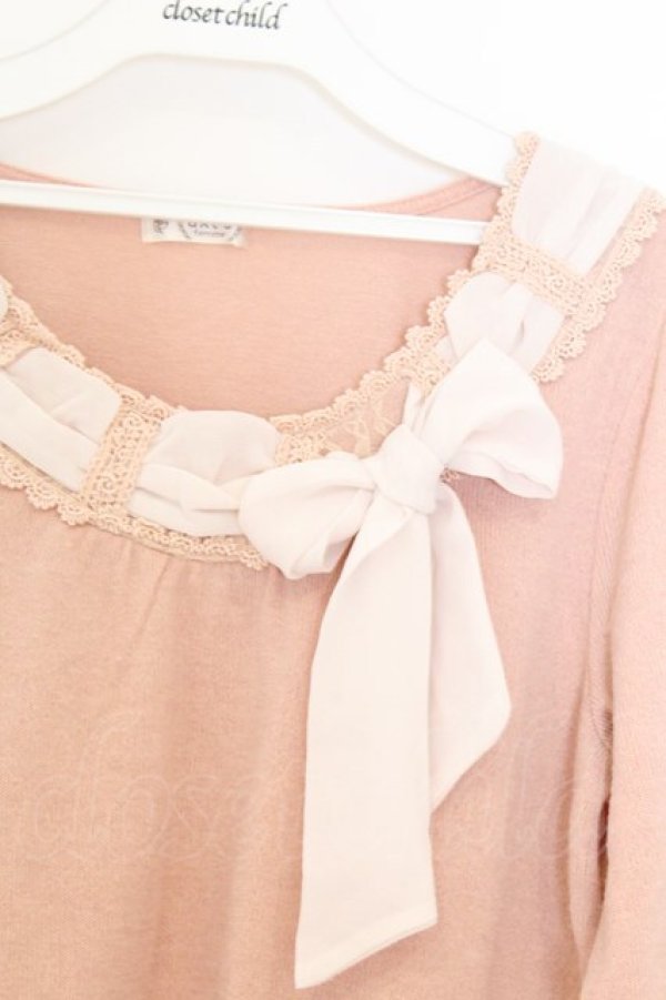 画像2: axes femme / リボン通しニットソー M ピンク O-26-03-01-020-AX-TO-OW-OS (2)