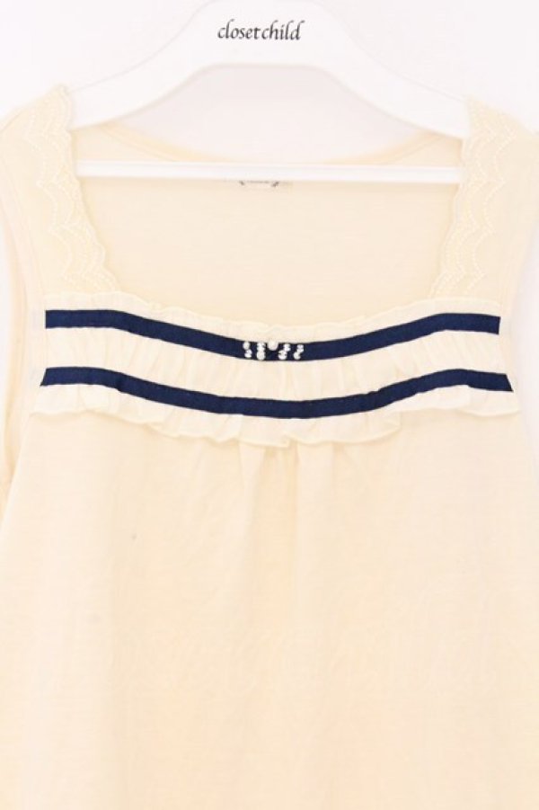 画像2: axes femme / シフォンフリルタンクトップ M キナリ O-26-03-01-022-AX-TO-OW-OS (2)