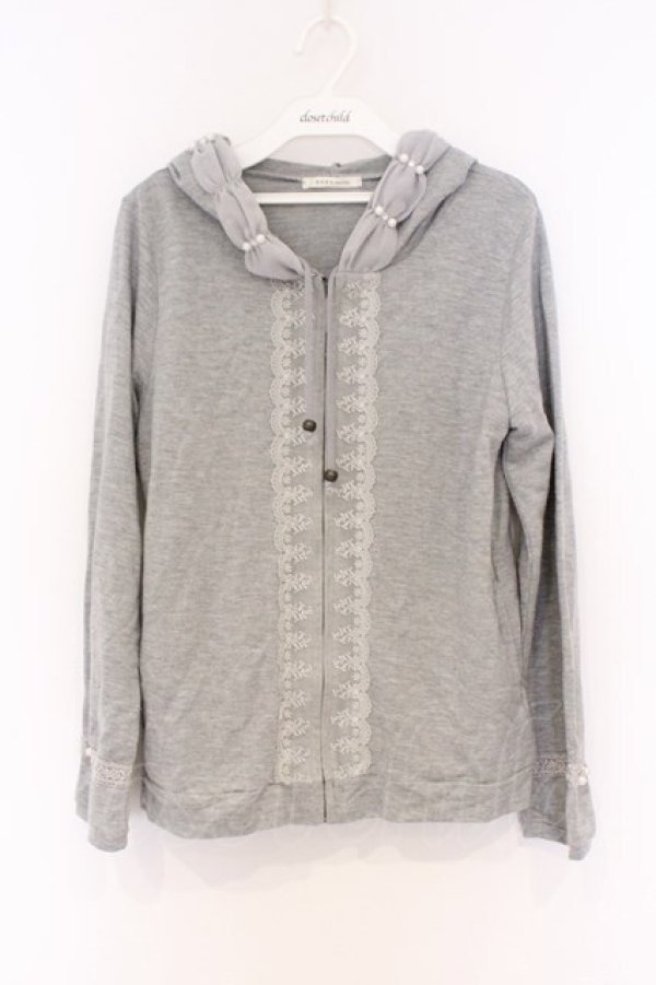 画像1: axes femme / ビジュー使いZIPパーカー M グレー O-26-03-01-024-AX-TO-OW-OS (1)