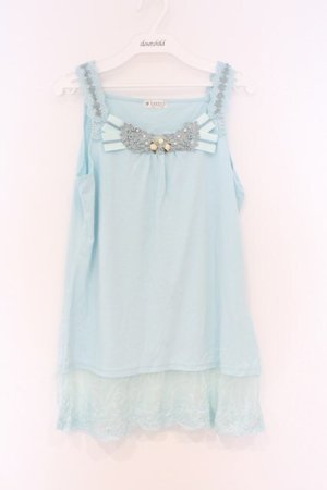 画像: axes femme / 胸元＆肩デザインロングタンク M ミントブルー O-26-03-01-026-AX-TO-OW-OS