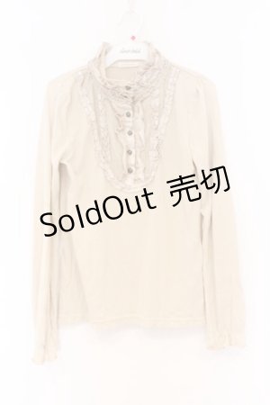 画像: axes femme / ブローチ付きブラウス風プルオーバー M ベージュ O-26-03-01-027-AX-TO-OW-OS