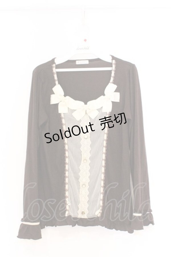 画像1: axes femme / 3つリボンブラウス風プルオーバー M ブラウン O-26-03-01-029-AX-TO-OW-OS (1)