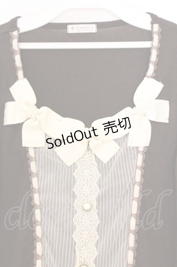 画像2: axes femme / 3つリボンブラウス風プルオーバー M ブラウン O-26-03-01-029-AX-TO-OW-OS (2)