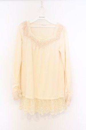 画像: axes femme / ファーカラーインナーカットソー M キナリ O-26-03-01-030-AX-TO-OW-OS